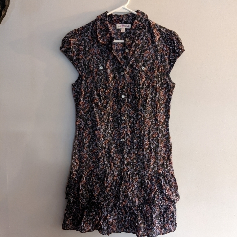 AS U WISH Cap Sleeve Floral Ruffled Dress, Size 9
